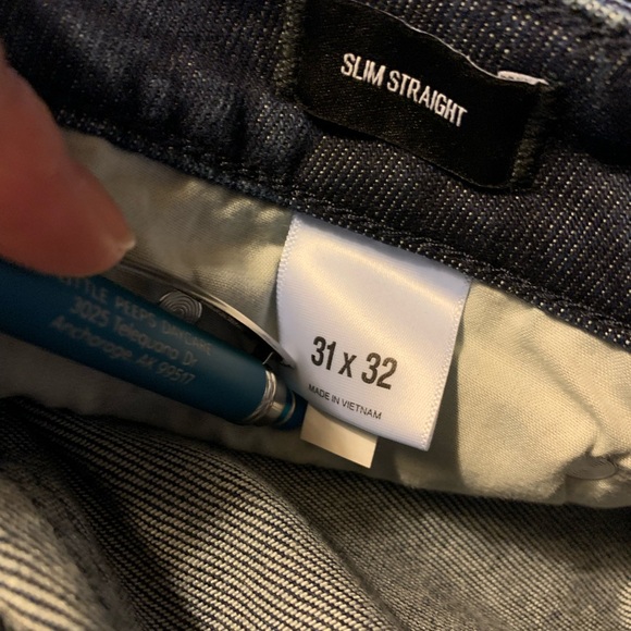 Express Slim Straight Dark Wash Stretch Jeans Size 31/32 - Picture 11 of 11